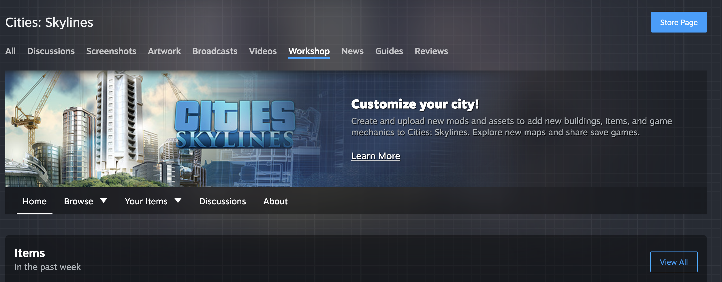 Cities Skylines 1 steam workshop opens community page - not workshop
